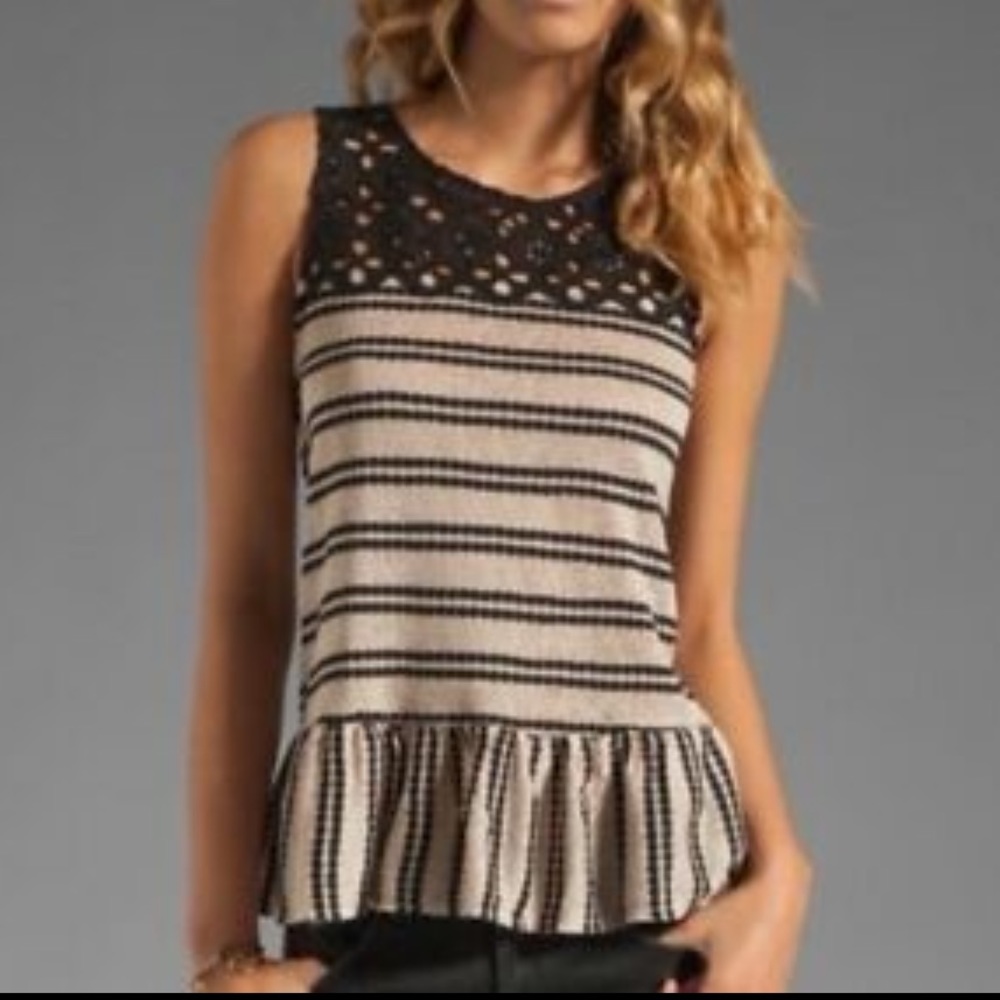 Free People Retro Eyelet Peplum Top
